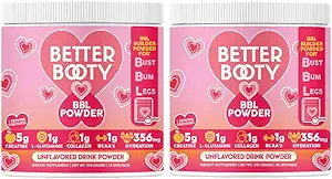 Creatine Monohydraat poeder voor vrouwen, Complex w. 5G Creatina per Serving + Glutamine, Collageen, BCAA's & Hydration Blend Energy, Muscle + Glute Builder, Unflavored 2-Pack (60 Servings)
