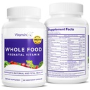Whole Food Prenatale vitamines (120 capsules) Natuurlijke ondersteuning voor moeder- en foetusgezondheid, prenatale multivitamine voor vrouwen met Choline, B-vitaminen en meer, veganistisch, geen soja, gluten of zuivel