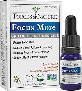 Natuurkrachten Biologische, Natuurlijke Focus Meer Brain Health Ondersteuning met Dandelion & Wild Sla, Sublingual Tinctuur Helpt Ondersteuning Geheugen, Concentratie, Non-GMO, 0,34 Fl Oz