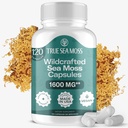 TrueSeaMoss Irish Sea Moss Capsules - 120 Capsules originales (1600mg) - Superfood prébiotique - Boosts Le système immunitaire et digestif - peau saine, detox kéto, Gut, soutien interarmées