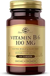 Solgar Vitamine B6 100 mg, 100 comprimés - soutient le métabolisme énergétique, la santé cardiaque et le système nerveux sain - Supplément complexe B - végétalien, sans gluten, sans lait, sans casher - 100 portions