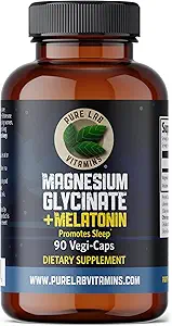 Glycinat de magnésium avec la mélatonine 3 mg - 90 capsules véganes par Vitamines pures de laboratoire - aide avec la lag et les cycles de sommeil