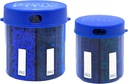 Monster Supplement Medication Pill Dispenser met Compartiment Labels - Extra grote pil container fles handvat bijna elk supplement - Gemakkelijk te verwijderen (monster blauw & monster jr. blauw)