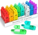 Zoksi maandelijkse pil Organizer 2 keer per dag, 30 dagen pil Box Organizer Am PM, dagelijkse pil Case met 32 grote afdelingen voor elke dag, draagbare reis pil Container voor vitamines en medicijnen