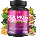 BMVINVOL Sea Moss Black Seed Shilajit Ashwagandha + Bladderwrack, Ginger, Moringa, Kurkuma, Burdock, Ginseng, Rhodiola Rosea - 100 Capsules