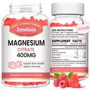 2 Pack Magnesium Citrate Gummies 400MG, Hoge Absorptie Magnesium Gummies voor volwassenen, Spier & Teeth Support, Vegan 120 Cts