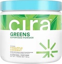 Cira Daily Greens - Natuurlijk zoet, Organische Spirulina Superfood Powder met Premium, Antioxidant-Rich Ingrediënten voor ontbloting, digestie, & Energy - Ananas Coconut, 30 porties