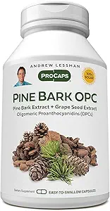 ANDREW LESSMAN Pine Bark OPC Anti-Oxidant Extracts 60 Capsules - Supports Tissues and Organ Systems to Neutralize Damaging Free-Radicals, Proanthocyanidins, Powerful Anti-oxidant, No Additives
