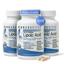 IMMUNOVITES 3-pack gestabiliseerd R-alfa Lipozuur ((True)) 600 mg per portie [[Hoge potentie & tot 40x verhoogde absorptie]] (Na R-ALA) (Na R-LA) (Na R-Lipaaat) (3 flessen)