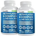 Gemethyleerd B-complex met methylfolaat en B12 methylcobalamine 1000 mcg - gemethyleerde multivitamine voor energie, hersenfunctie en wellness - vitamine B-complex voor mannen en vrouwen (180 porties, verpakking van 2)