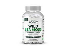 Organics Ocean Wild Sea Moss Capsules - 100% Organic Irish Sea Moss with Organic Chlorella, Bladderwrack and Vitamin D for Energy, Long Health and Thyroid Support for Women and Men - 60 Capsules
