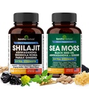 Shilajit Sea Moss Ashwagandha Combo Bundle - Black Seed Oil, Kurkuma, Rhodiola Rosea, Panax, Ginseng Supplement 