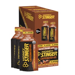 Honey Stinger Biologische Salted Caramel Energy Gel, Caffeinated & Gluten Free, voor oefening, hardlopen en prestaties, Sport Voeding voor thuis & Gym, Pre en Mid workout, 12 Pack, 13,2 Ounce