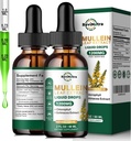 2 paquets de gouttes de Mullein pour les poumons, 1200 mg de gouttes liquides d'extrait de Mullein Feuille avec de la chlorophylle pour le nettoyage pulmonaire et la désintoxication, support pour les systèmes respiratoires, immunitaires, digestifs