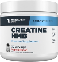 Laboratoires transparents Creatine HMB - Poudre monohydratée de créatine avec HMB pour la croissance musculaire, la force accrue, la production énergétique accrue et l'amélioration des performances athlétiques - 30 portions, punch tropical
