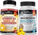 Hoge sterkte Vitamine D3 5000 IE 125 mcg (1 jaar supply) Plus Hoge Absorptie Magnesium Biglycinaat Capsules (2 maanden supply)