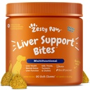 Zesty Paws Lever Ondersteuning Supplement voor honden - met melk distel Extract, Kurkuma Curcumin, Choline - zachte kauw formule - voor honden leverfunctie