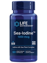 Life Extension Sea-IodineTM, kelp en blaaswrak afgeleid van Jodium, Ondersteunt gezonde niveaus van deze essentiële voedingsstof voor Thyroid Health en verder, Non-GMO, Gluten-Free, Vegetarische, 60 Capsules