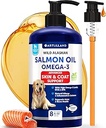 Salmon Oil for Dogs - Omega 3 for Dogs - 8 FL OZ Wild Alaska Salmon Fish Oil - Natural EPA & DHA Fatty Acids for Skin & Coat, Allergie, Joint & Bone Health - Liquid Support Supplement for Shedding