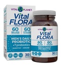 Planète Vitale - Vital Flora Men.Probiotiques quotidiens, 60 milliards CFU, 60 souches diverses, 7 prébiotiques organiques, soutien immunitaire, dégazage, colon et probiotiques de santé digestive pour les hommes 30 capsules