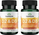 Swanson Vitamin D Complex with Vitamins D2 & D3 - Complete Sunshine Vitamin Complex for Bone, Dental & Immune Health - Vitamin Supplement (50 mcg, 60 Veggie Capsules) (2 Pack)