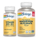 SOLARAY Vitamine D3 K2 en Magnesium Glycinate - Bone Health Bundle - Calcium Absorptie, Zenuw, Hart en Immuun Ondersteuning w/5000 IE Vitamine D, 350mg Gecheleerd Magnesium, 60-dagen garantie, 120ct/120ct