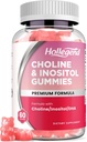 Prenatale Choline Inositol Gummies, Kauwbare Choline Supplement met DHA, Prenatale Vitamine voor vrouwen en kinderen, Ondersteuning Zenuwstelsel, Immune & Brain Health, Vegan Strawberry Flavor, Suikervrij, 60 Ct