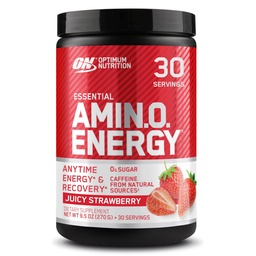 Optimale voeding Amino Energy - Pre-workout met groene thee, BCAA, Aminozuren, Keto vriendelijk, Green Coffee Extract, Energiepoeder - Sappige aardbeien Burst, 30 porties (Verpakking mei Vary)