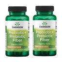 Swanson Prebiotic + Probiotic Fiber - Natural Supplement Promoting Digestive System & Immune Health Support - Aids Regularity & GI Tract Health - (60 Capsules, 500 miljoen CFU Each) (2 Pack)