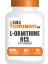 BulkSupplements.com L-Ornithine HCl Capsules - L-Ornithine Hydrochloroide, L-Ornithine 1000mg - Aminozuren Supplement, Glutenvrij, 2 Capsules per portie, 180 Tellen (pakket van 1)