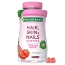 Nature's Bounty Optimal Solutions Hair, Skin and Nails Pectin Gummies, 2500 mcg Biotin Per Serving, No Stick Gummy, Vegetarische Formule, Aardbei Smaak, 200 telling, 100 Total Servings