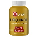 Qunol Ubichinol CoQ10 100mg Softgels, Ubichinol - Actieve Vorm van Co-enzym Q10, Antioxidant voor de gezondheid van het hart, gezonde bloeddrukniveaus, gunstig voor Statin gebruikers, 60 Tellen