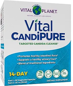 Vital Planet - Vital CandiPURE Intestinal Cleanse Geformuleerd om een gezonde Intestinal Balance te behouden, 2-Part - 14 Day Kit, 56 Capsules, en 1fl oz Liquid Herbal Extract