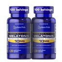 Puritan's Pride Premium Super Strength Melatonin 10mg aide au sommeil, complément alimentaire pour le son, le repos et le sommeil plus long, 4 mois d'approvisionnement, 120 capsules à libération rapide, 2 packs (emballage mai Varier)