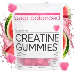 Bear Balanced Creatine Gummies for Men & Women - Creapure® Creatine Monohydrate, L-Theanine, L-Tyrosine & B12 voor spiergroei, kracht, focus, energie en gezondheid - lage Calorie, suikervrij, & Veganistisch