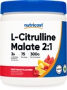 Nutricost L-Citrulline Malate 2:1 (300g) Fruit Punch - Workout Ondersteuning, Spierprestaties, Nitric Oxide Booster - Fitness Supplement Powder, 75 porties