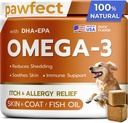 PAWFECTCHEW Visolie Omega 3 voor honden - Allergie Verlichting - Gezamenlijke gezondheid - Itch Relief, Shedding - Huid en jas Supplement - Alaska zalmolie Kauwen - Omega 3 6 9 - EPA & DHA vetzuren