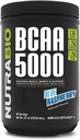 NutraBio BCAA 5000 Powder - Vegan Fermented BCAA's - Ondersteunt Lean Muscle Growth, Herstel, Endurance - 60 Servers - Blue Raspberry