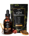 KIKI Green 8 Paddestoelen Poeder & Liquid Extract Bundle - Mushroom Supplement Complex for Focus & Energy - Lion's Mane, Chaga, Cordyceps, Turkey Tail, Reishi, Shiitake, Maitake - 4 oz, 2 fl oz
