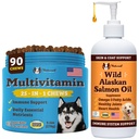 Natural Dog Company Wellness Bundle voor honden, zalmolie voor honden, multivitamine en supplement, Itch Relief