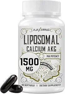 Calcium liposomique AKG Supplément 1500 MG (acide alpha-cétoglutarique), haute absorption, plus efficace que AAKG, Ca AKG pour la longévité, la défense de l'âge, l'énergie cellulaire, la fonction métabolique, 240 Softgels