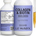 Liquid Collageen voor vrouwen, 300.000 mcg Liquid Biotin en Collageen Supplementen Drops for Hair, Nail Growth Glowing Skin - 60ml