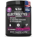 Zeal Naturals Electrolyte Powder Recovery Drink (90 portions) w 0 Sucre + BCAAs + B-Vitamines Supplément Electrolyte w Potassium Zinc & Magnésium pour l'hydratation - Keto Electrolytes