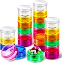 Sieral 7 dagen Stapelbare pil Organisators 7 afdelingen Ronde pil dozen toren Wekelijkse vitamine individuele opslag containers Travel cases met deksels voor medicijnen, vitamines en supplementen(4 sets)