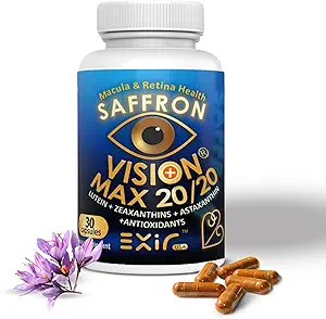 EXIR Oogvitaminen Luteïne, Saffron Astaxanthine, Zeaxanthine, Grape Seed, Kurkuma Supplement voor Drijvers, stam, Druk, Nachtzicht, VM20-30 Capsules