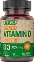 DEVA Vitamine D3 5000 IE, Sunshine Supplement, 125 mcg Vegan D3, 90-Count Bottle