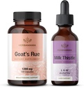 HERBAMAMA Geit Rue and Milk Thistle Kit - bundel van 1200 mg Geit's Rue Capsules & Milk Thistle Liver Detox Drops 2 fl oz - Vegan, Non-GMO, Sugar & Alcohol-Free - 2 Pack