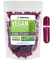 XPRS Nutra Maat 0 Lege capsules - 100 Graaf Lege Vegan Capsules - Vegetarische pillen - DIY plantaardige capsule vullen - Veggie pilscaps voor Do-It-Yourself Supplements (Paarse wortel)