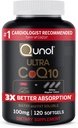 Qunol CoQ10 100mg Softgels, Qunol Ultra CoQ10 100mg, 3x Better Absorptie, Antioxidant voor Heart Health & Energy Production, Coenzyme Q10 Vitaminen en Supplementen, 120 Tellen (pakket van 24)