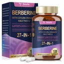 Supplément berbère avec Ceylan Cinnamon, Thistle de lait - Supplément GLP-1 GLP Activer la formule naturelle, Berberine Plus pour la santé du foie et des intestins, l'immunité, une meilleure figure, hommes et femmes - 120 Caps végétaliens